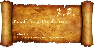Kopácsy Petúnia névjegykártya